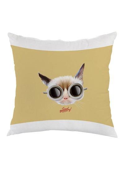 Buy Good Morning Printed Pillow Beige/White/Black 40x40cm in Egypt