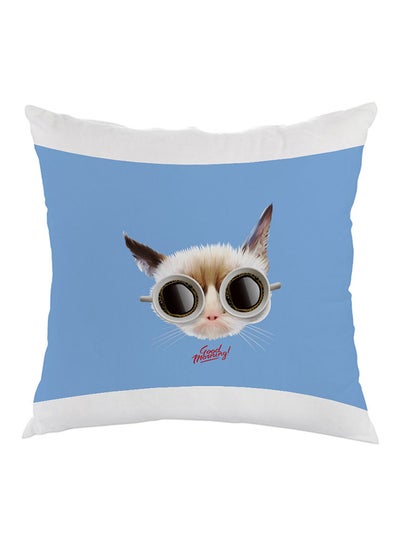 Buy Good Morning Printed Pillow Blue/White/Black 40 x 40cm in Saudi Arabia