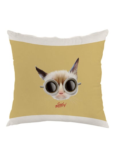 Buy Good Morning Printed Pillow Beige/Black 40x40cm in Egypt