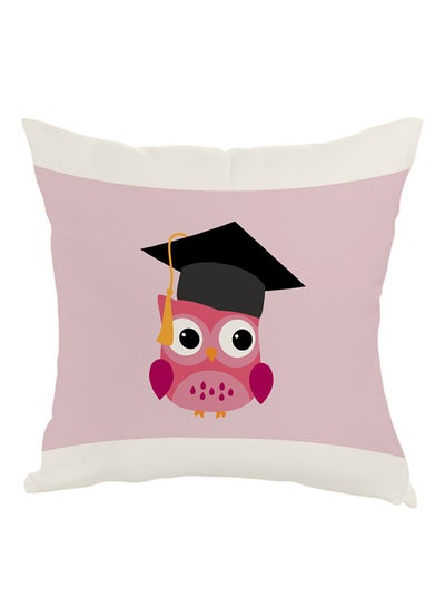 Buy Graduation Owl Printed Pillow White/Purple/Black 40 x 40cm in Egypt