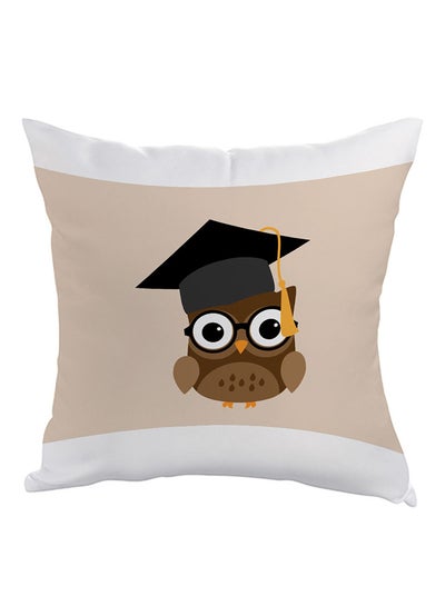 Buy Graduation Owl Printed Pillow Multicolour 40 x 40cm in Saudi Arabia