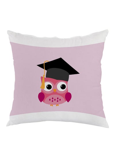 Buy Graduation Owl Picture Printed Pillow White/Purple/Black 40 x 40cm in Egypt