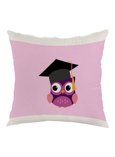 Buy Graduation Owl Picture Printed Pillow Purple/White/Black 40 x 40cm in Saudi Arabia