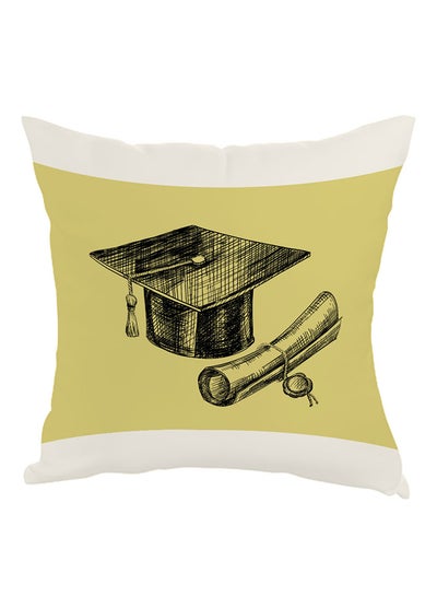 Buy Graduation Day Logo Printed Pillow Yellow/Black/White 40 x 40cm in Egypt