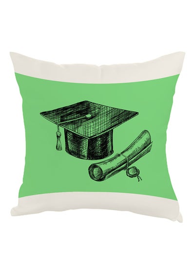 Buy Graduation Day Logo Printed Pillow Green/White/Black 40 x 40cm in Saudi Arabia