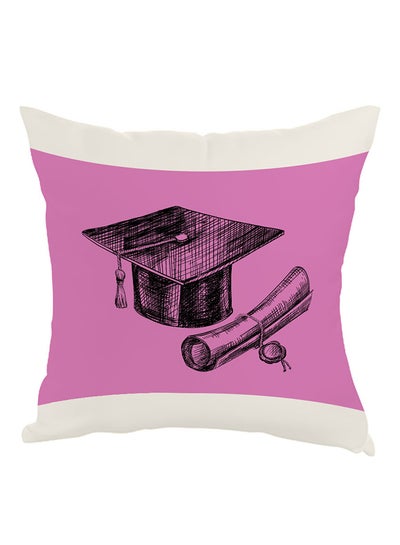 Buy Graduation Day Logo Printed Pillow Pink/Black/White 40 x 40cm in Egypt