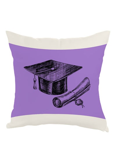 Buy Graduation Day Logo Printed Pillow Purple/Black/White 40 x 40cm in Saudi Arabia