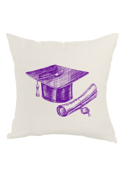 Buy Graduation Day Logo Printed Pillow White/Purple 40 x 40cm in Egypt