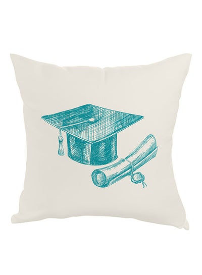 Buy Graduation Day Logo Printed Pillow White/Blue 40 x 40cm in Egypt