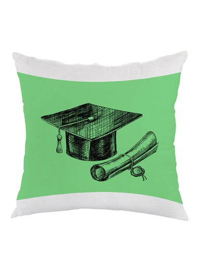 Buy Graduation Day Logo Printed Pillow Green/White/Black 40 x 40cm in Saudi Arabia