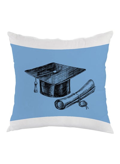 Buy Graduation Day Logo Printed Pillow Blue/White/Black 40 x 40cm in Egypt