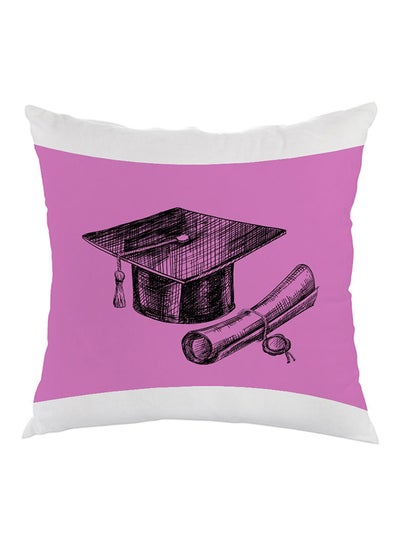 Buy Graduation Day Logo Printed Pillow Pink/White/Black 40 x 40cm in Egypt