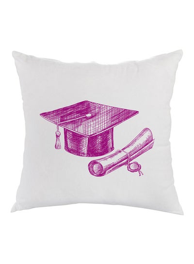 Buy Graduation Day Logo Printed Pillow White/Pink 40 x 40cm in Egypt