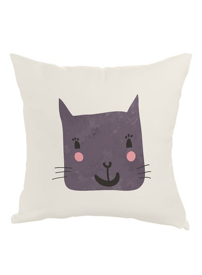 Buy Happy Cat Printed Pillow White/Grey 40 x 40cm in Egypt