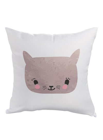 Buy Happy Cat Printed Pillow White/Brown/Black 40 x 40cm in Egypt