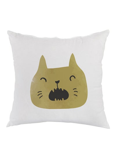 Buy Happy Cat Printed Pillow White/Green/Black 40 x 40cm in Egypt