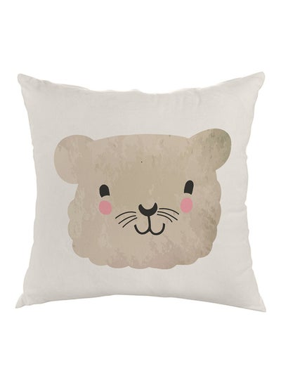 Buy Happy Cat Printed Pillow velvet White/Beige/Black 40 x 40cm in Egypt