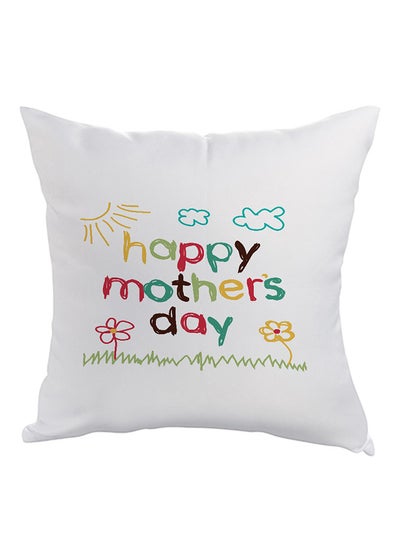 Buy Happy Mother's Day Printed Pillow White/Yellow/Green 40 x 40cm in Saudi Arabia