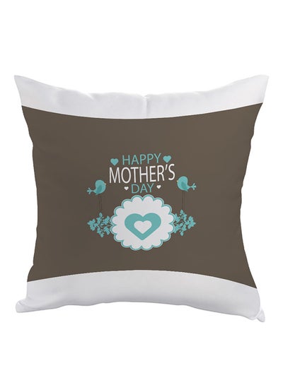 Buy Happy Mother's Day Printed Pillow White/Brown/Blue 40 x 40cm in Egypt