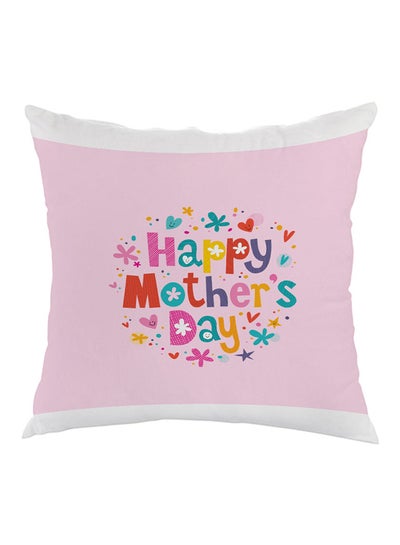 Buy Happy Mother's Day Printed Pillow velvet Pink/White/Blue 40 x 40cm in Egypt