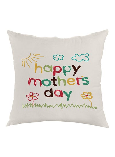 Buy Happy Mother's Day Printed Pillow White/Yellow/Green 40 x 40cm in UAE