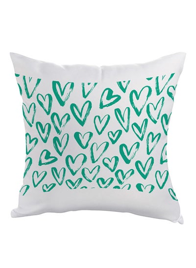 Buy Hearts Printed Pillow Green/White 40x40cm in Egypt