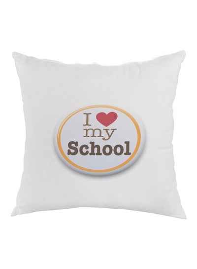 Buy I Love My School Printed Pillow White/Black/Yellow 40x40cm in Saudi Arabia