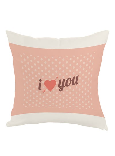 Buy I Love You Printed Pillow Peach/White 40x40cm in Egypt