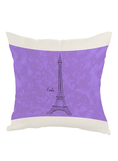 Buy Landmark Eiffel Tower Printed Pillow White/Purple/Black 40 x 40cm in Egypt