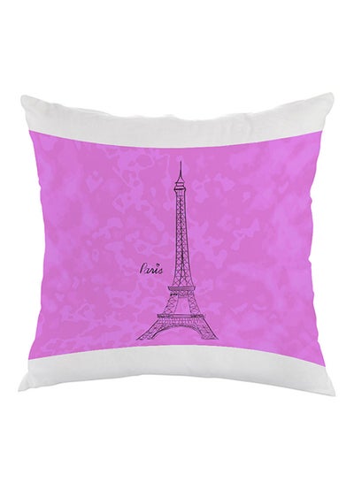 Buy Landmark Eiffel Tower Printed Pillow White/Pink/Black 40 x 40cm in Egypt