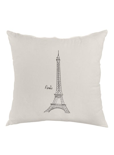 Buy Landmark Eiffel Tower Printed Pillow White/Black 40 x 40cm in Saudi Arabia