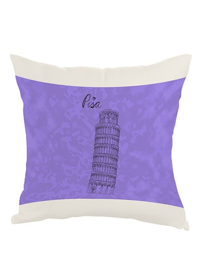 Buy Landmark Leaning Tower Of Pisa Printed Pillow Purple/White/Black 40 x 40cm in Egypt