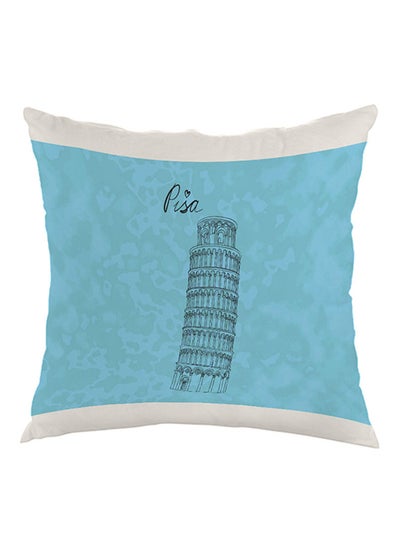 Buy Landmark Leaning Tower Of Pisa Printed Pillow White/Blue/Black 40 x 40cm in Egypt