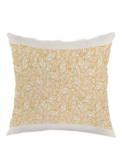 Buy Leaves Motifs Printed Pillow Orange/White 40x40cm in Egypt