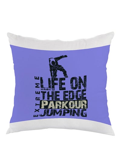 Buy Life On The Edge Jumpin Printed Pillow Purple/White/Black 40 x 40cm in Egypt