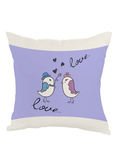 Buy Love Birds Printed Pillow Purple/Black/White 40 x 40cm in Egypt