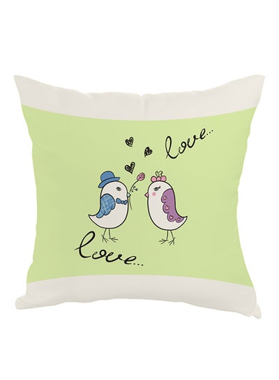 Buy Love Birds Printed Pillow Green/White/Black 40 x 40cm in Egypt