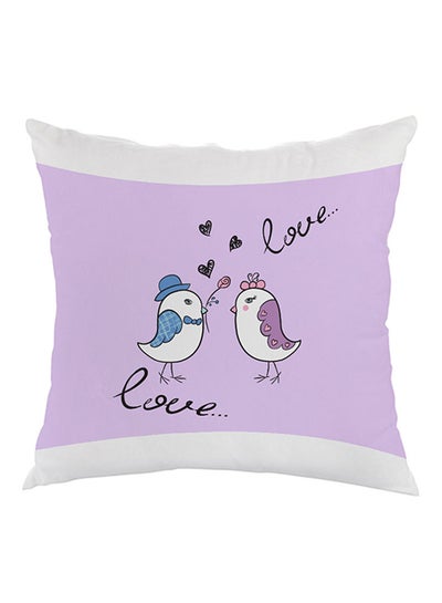 Buy Love Birds Printed Pillow Purple/White/Black 40 x 40cm in Egypt