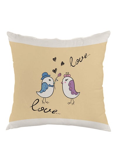 Buy Love Birds Printed Pillow Beige/White 40x40cm in Egypt