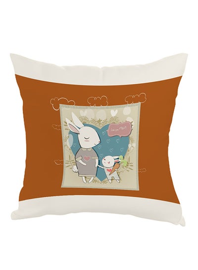 Buy Love You Mom Printed Pillow Orange/White/Blue 40x40cm in Saudi Arabia