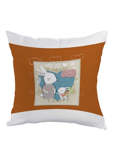 Buy Love You Mom Printed Pillow Orange/White/Blue 40 x 40cm in Egypt