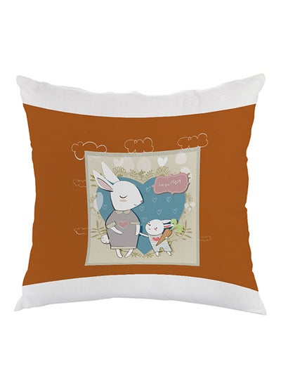 Buy Love You Mom Printed Pillow Orange/White/Blue 40x40cm in Saudi Arabia