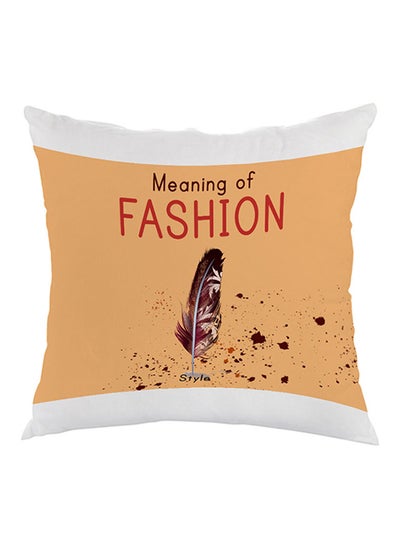 Buy Meaning Of Fashion Printed Pillow velvet Orange/White/Red 40 x 40cm in Egypt