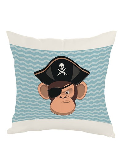 Buy Monkey Pirate Printed Pillow Blue/Brown/Black 40x40cm in Saudi Arabia