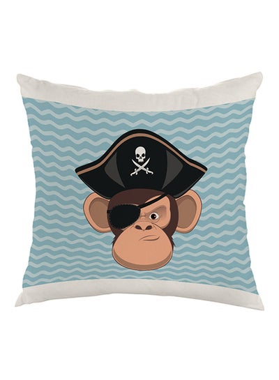 Buy Monkey Pirate Printed Pillow Blue/Black/White 40x40cm in Egypt