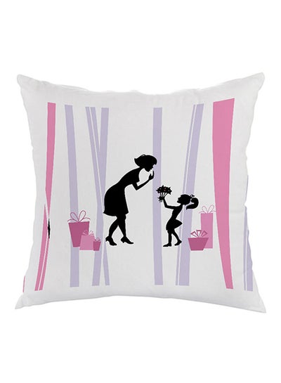 Buy Mother's Day Gift Printed Pillow White/Black/Purple 40 x 40centimeter in UAE