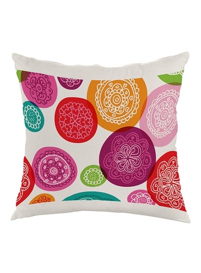 Buy Motif Circles Printed Pillow Yellow/Green/Pink 40x40cm in Saudi Arabia