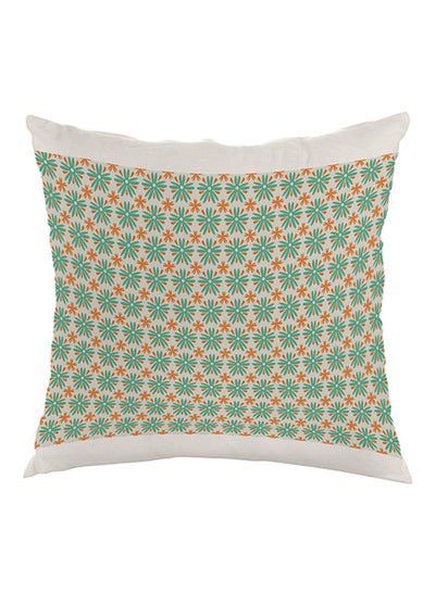 Buy Motif Of Roses Printed Pillow Green/Orange/White 40x40cm in Saudi Arabia