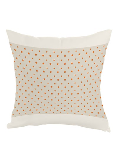 Buy Motif Of Small And Large Stars Printed Pillow White/Orange 40x40cm in Egypt