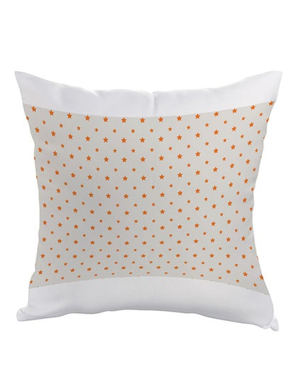 Buy Motif Of Small And Large Stars Printed Pillow White/Orange 40x40cm in Egypt